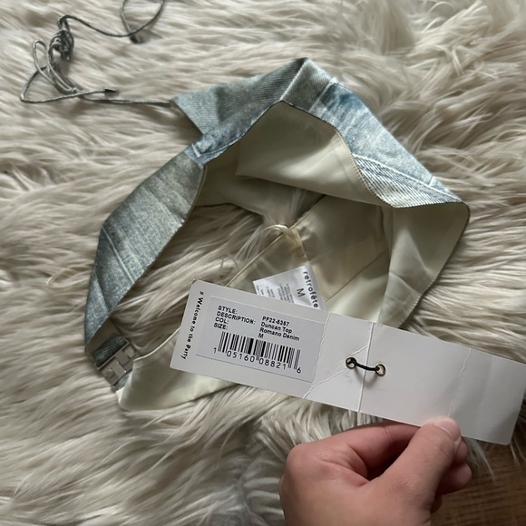 RETROFETE Duncan Silk Top In Romano Denim - Picture 8 of 8